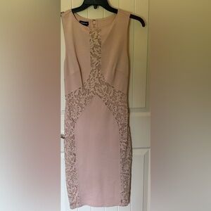 Bebe Pink Lace Midi Dress Sweetheart Neckline Medium
